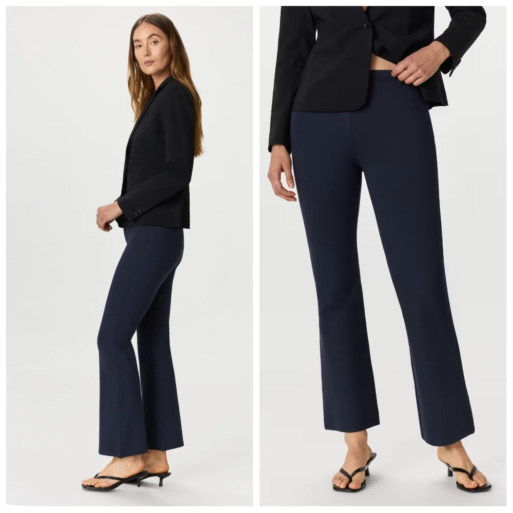 NWT Quince $108 Ultra Stretch Ponte Bootcut Pants Navy Women's Large CURRENT - Picture 2 of 10